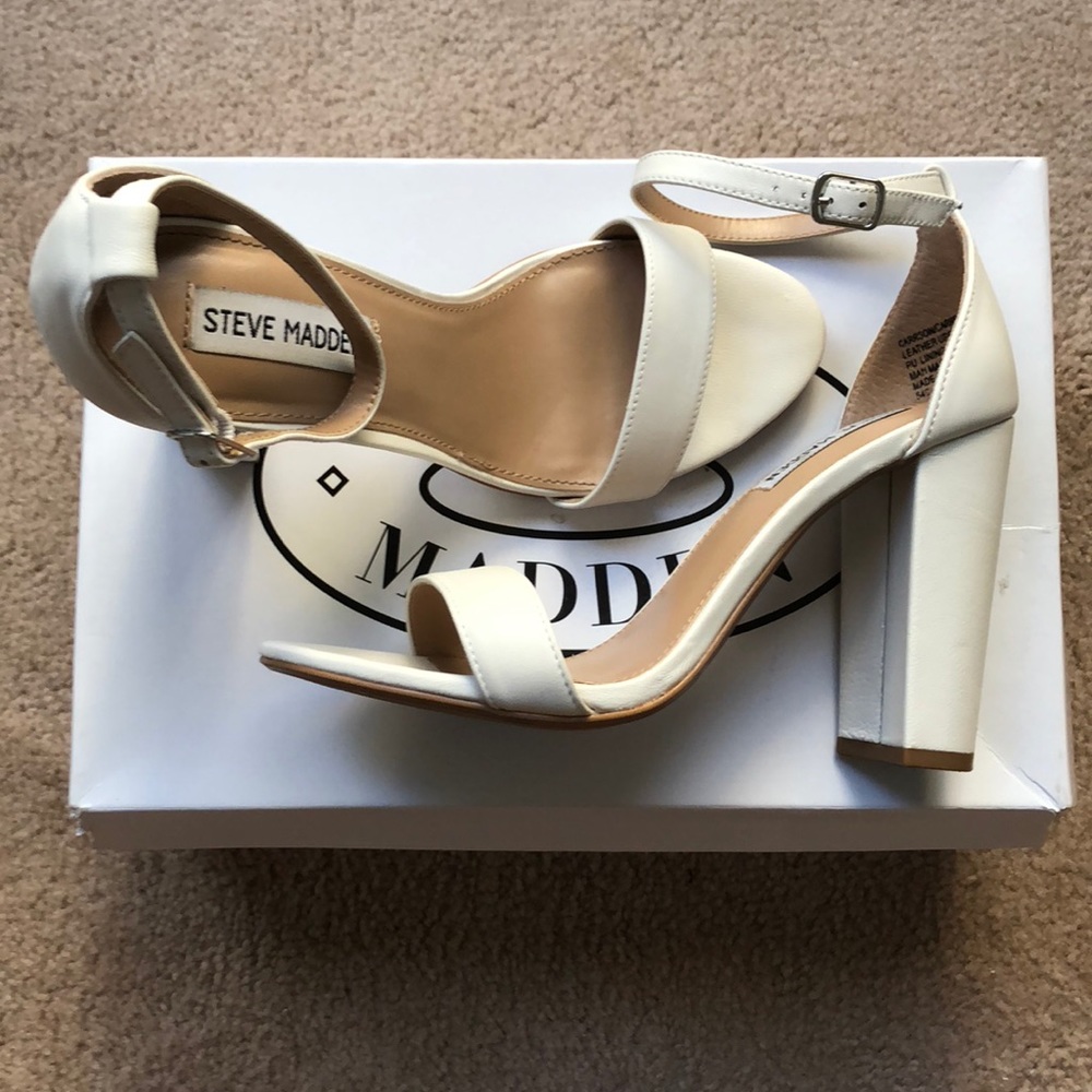 White Leather CARRSON Steve Madden Heeled Sandals